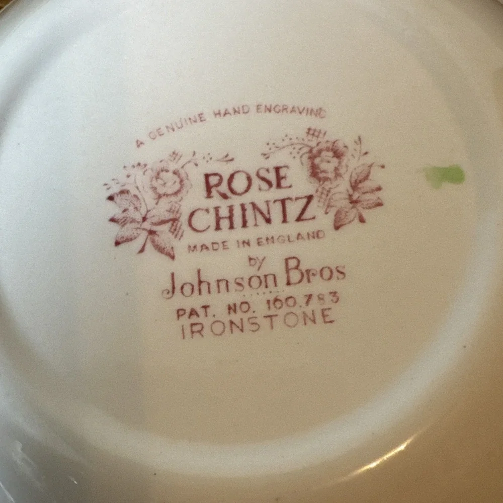 Vintage Johnson Brothers Rose Chintz Square Cereal Bowl Set Of 4